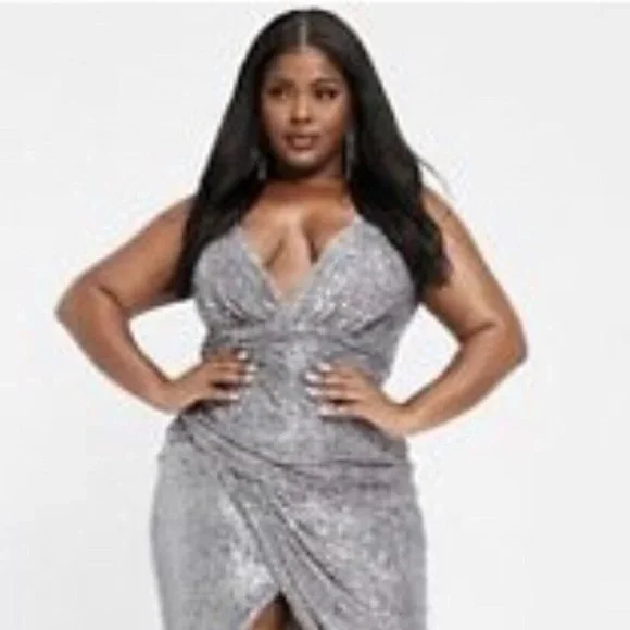 ASOS Curve | Dresses | Silver Sequin Dress Plus Size | Poshmark